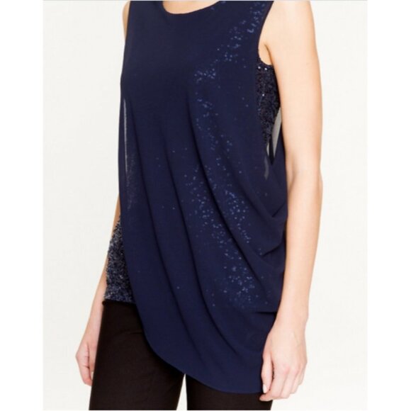 Le Chateau Sequin & Knit Layered Top Navy XXL - Picture 3 of 4